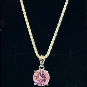 Elegant Pink Moissanite Pendant Necklace